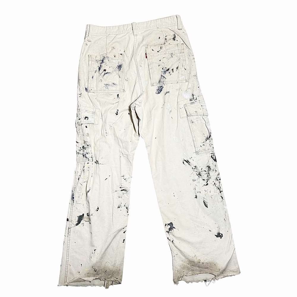 Levi's Cargo Loose Straight Pants 31x32 Paint Splatter Distressed Workwear Y2K - Picture 2 of 9